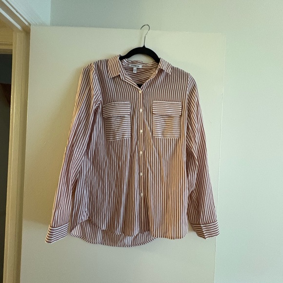 Express Orange and White Striped Casual Shirt - Picture 1 of 2